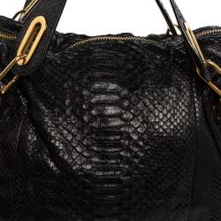 Pre Owned Chloe Black Python and Leather Medium Paraty Shoulder Bag