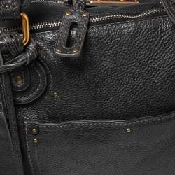 Pre Owned Chloe Dark Grey Leather Plexo Paddington Tote