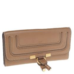 Pre Owned Chloe Beige Leather Marcie Long Wallet