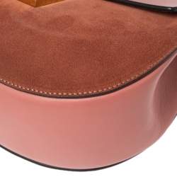 Chloe Pink Leather and Suede Medium Drew Shoulder Bag