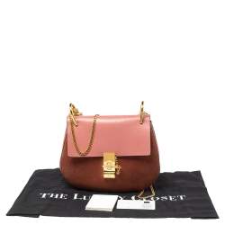 Chloe Pink Leather and Suede Medium Drew Shoulder Bag