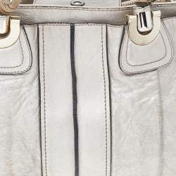 Pre Owned Chloe Metallic Gold/Beige Leather Heloise Satchel