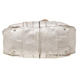 Pre Owned Chloe Metallic Gold/Beige Leather Heloise Satchel