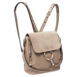 Chloe Grey Leather and Suede Medium Faye Backpack