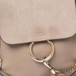 Chloe Grey Leather and Suede Medium Faye Backpack