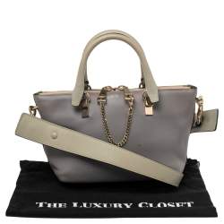 Chloe Grey/Beige Leather Small Baylee Tote