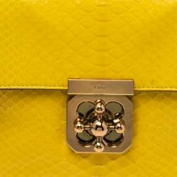 مملوكة مسبقًا حقيبة كتف كلوي السي متوسطة جلد ثعبان أصفر