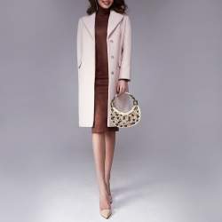 Pre Owned Chloé White Fabric Small Pebbles Stone Embellished Hobo