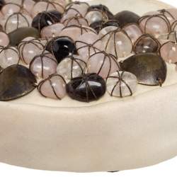 Pre Owned Chloé White Fabric Small Pebbles Stone Embellished Hobo