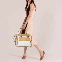 Pre Owned Chloe Light Cream Canvas and Leather Satchel