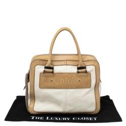 Pre Owned Chloe Light Cream Canvas and Leather Satchel