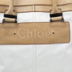 Pre Owned Chloe Light Cream Canvas and Leather Satchel