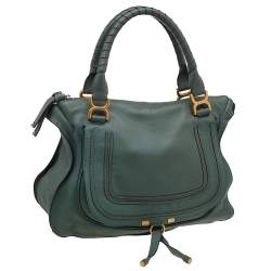 Pre Owned Chloe Green Leather Large Marcie Satchel