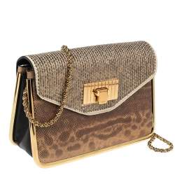 Pre Owned حقيبة كتف كلوي سالي صغيرة جلد وترتر كارونج بني