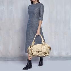 Pre Owned Chloe Off-White Leather Front Pocket Paddington Satchel