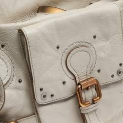 Pre Owned Chloe Off-White Leather Front Pocket Paddington Satchel