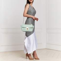 Pre Owned Chloe Mint Green Leather Medium Elsie Shoulder Bag