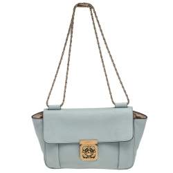 Pre Owned Chloe Mint Green Leather Medium Elsie Shoulder Bag