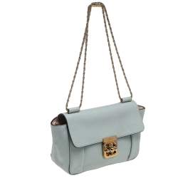 Pre Owned Chloe Mint Green Leather Medium Elsie Shoulder Bag