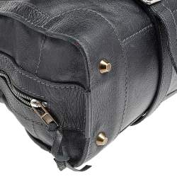Pre Owned Chloé Black-Grey Leather Flap Pocket Satchel