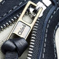 Pre Owned Chloé Black-Grey Leather Flap Pocket Satchel