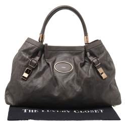 Pre Owned Chloe Dark Olive Leather Victoria Tote