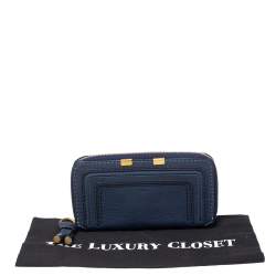 Pre Owned Chloe Blue Leather Marcie Zip Long Wallet