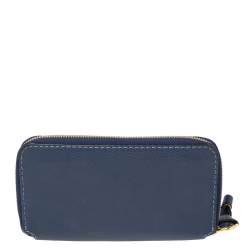 Pre Owned Chloe Blue Leather Marcie Zip Long Wallet