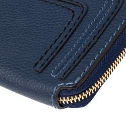 Pre Owned Chloe Blue Leather Marcie Zip Long Wallet