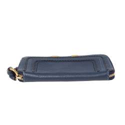 Pre Owned Chloe Blue Leather Marcie Zip Long Wallet