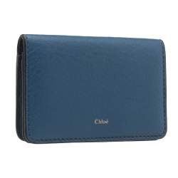 Pre Owned Chloe Navy Blue Leather Card Case