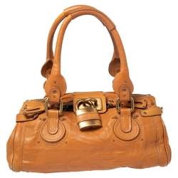 Pre Owned Chloe Orange Leather Medium Paddington Satchel