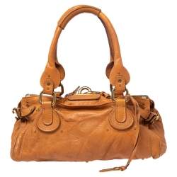 Pre Owned Chloe Orange Leather Medium Paddington Satchel