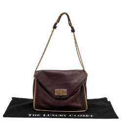 Chloe Purple Pebbled Leather Medium Sally Flap Shoulder Bag