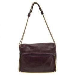 Chloe Purple Pebbled Leather Medium Sally Flap Shoulder Bag