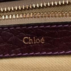 Chloe Purple Pebbled Leather Medium Sally Flap Shoulder Bag