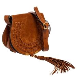 Pre Owned Chloe Brown Suede and Leather Mini Marcie Shoulder Bag