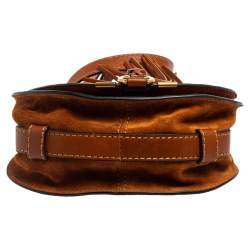 Pre Owned Chloe Brown Suede and Leather Mini Marcie Shoulder Bag