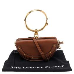 مملوكة مسبقًا Chloé Brown Leather Small Nile Bracelet Minaudiere Crossbody Bag