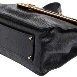 Pre Owned Chloe Black Pebbled Leather Medium Sally Flap Shoulder Bag