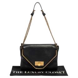 Pre Owned Chloe Black Pebbled Leather Medium Sally Flap Shoulder Bag