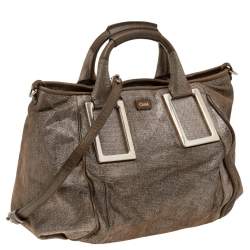 Chloe Beige Shimmering Suede Medium Ethel Satchel