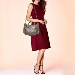 Chloe Beige Shimmering Suede Medium Ethel Satchel