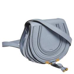 مملوكة مسبقًا Chloe Stone Blue Leather Mini Marcie Crossbody Bag