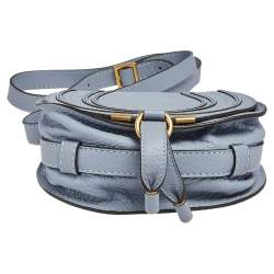 مملوكة مسبقًا Chloe Stone Blue Leather Mini Marcie Crossbody Bag