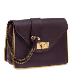 Pre Owned Chloe Purple Leather Sally Medium Shoulder Bag
