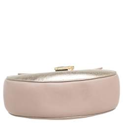 Chloe Beige/Metallic Gold Leather Medium Drew Shoulder Bag