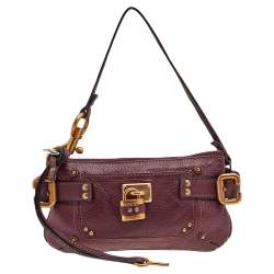 Pre Owned Chloe Burgundy Leather Paddington Clutch