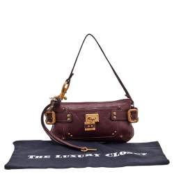 Pre Owned Chloe Burgundy Leather Paddington Clutch
