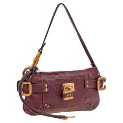 Pre Owned Chloe Burgundy Leather Paddington Clutch